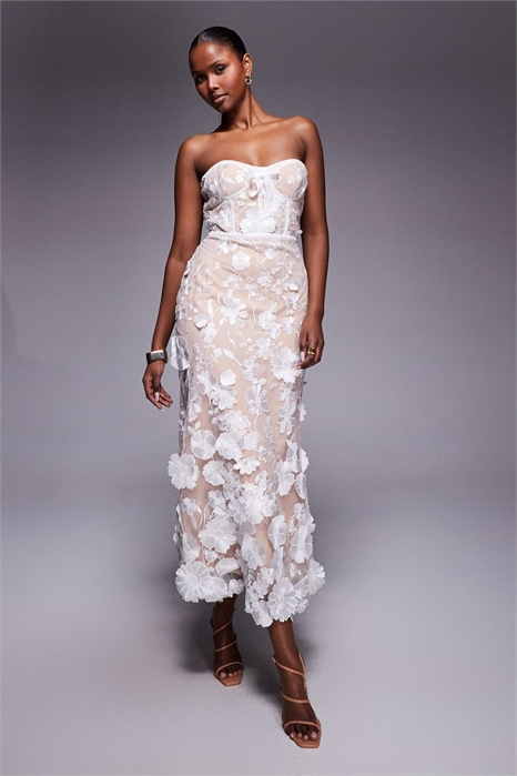 Платье-миди с бандо-лифом и корсетом от Jolene артикул 152420350