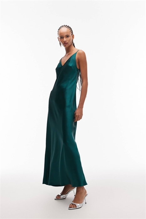 Платье-миди с атласным лифом и бретелями артикул 152233744