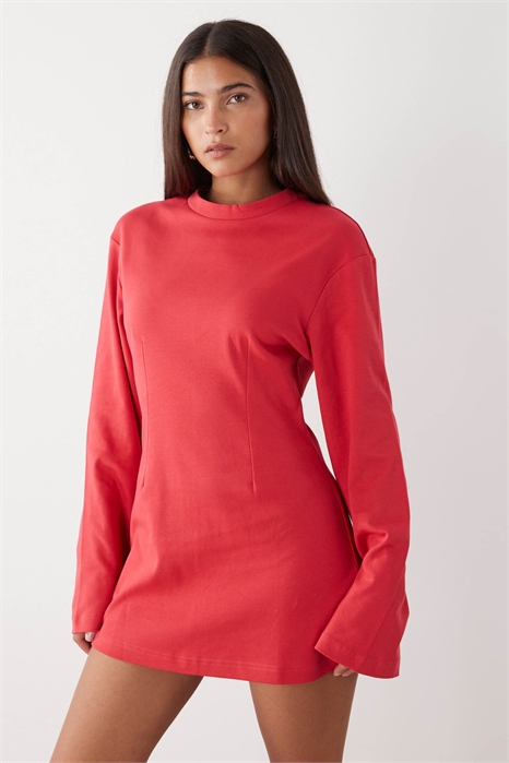 Мини-платье с затянутой талией и длинными рукавами артикул 153807330