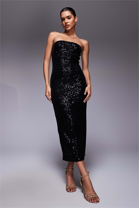 Платье-миди с оборкой из пайеток артикул 150150379