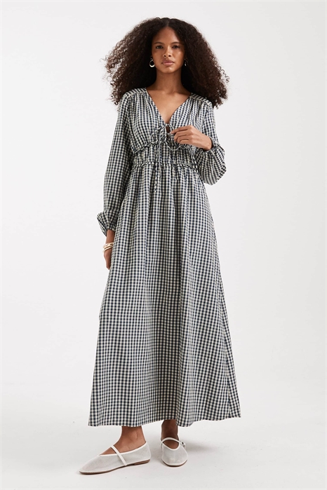 Макси-платье с завязками спереди и длинными рукавами артикул 152350962