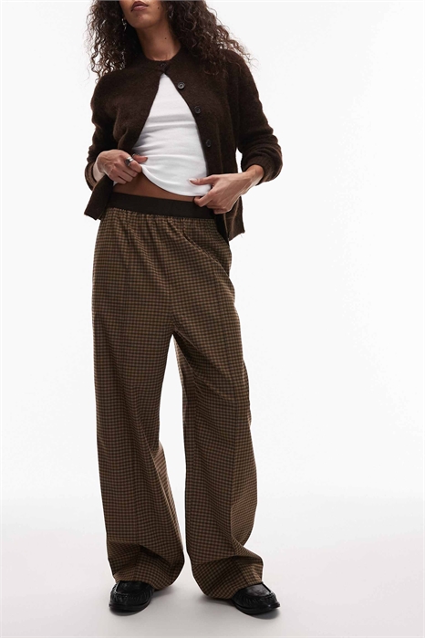 Брюки прямой крой из эластичной ткани с содержанием шерсти и эластичным поясом артикул 149244971