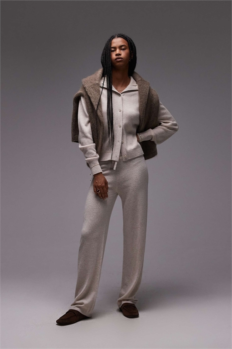 Трикотажные брюки из чистого кашемира с эластичным поясом co-ord артикул 150524227