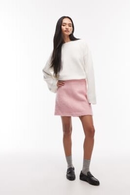 Мини-юбка из шерсти с ворсом артикул 152632110