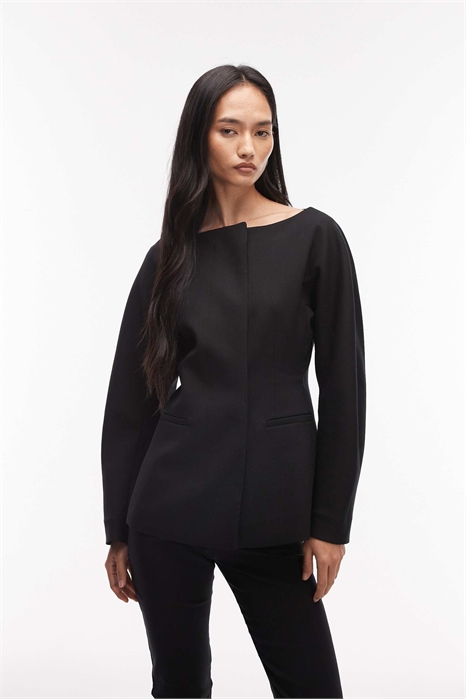 Блейзер из смешанной шерсти с лодочным вырезом артикул 152632134