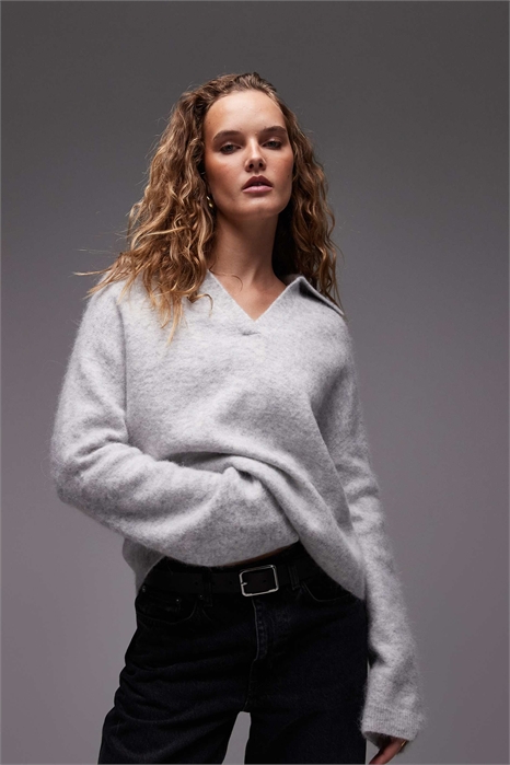 Свитер из альпаки и шерсти с воротником-поло артикул 151023756