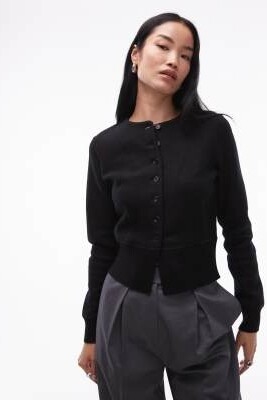 Двусторонний кардиган из плотной шерсти с зауженным низом артикул 151304638