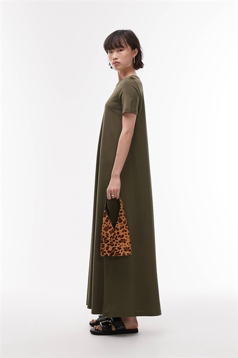 Макси-платье-колонна из чистого хлопка с короткими рукавами артикул 144644445