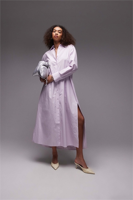 Платье-рубашка макси с боковыми разрезами артикул 143301550