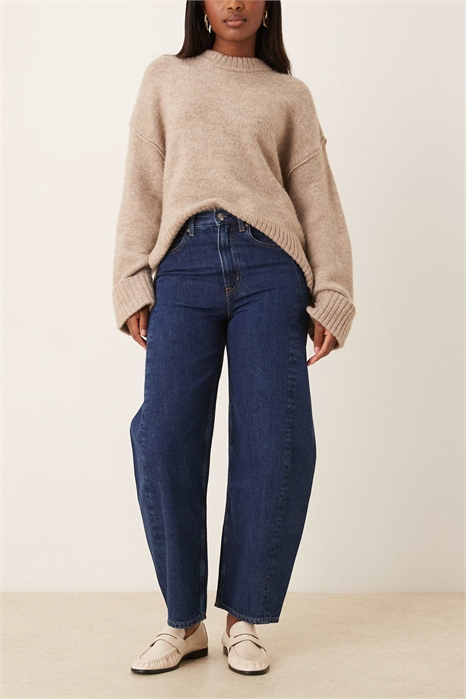 Джинсы с зауженными брючинами и завышенной талией артикул 149244982