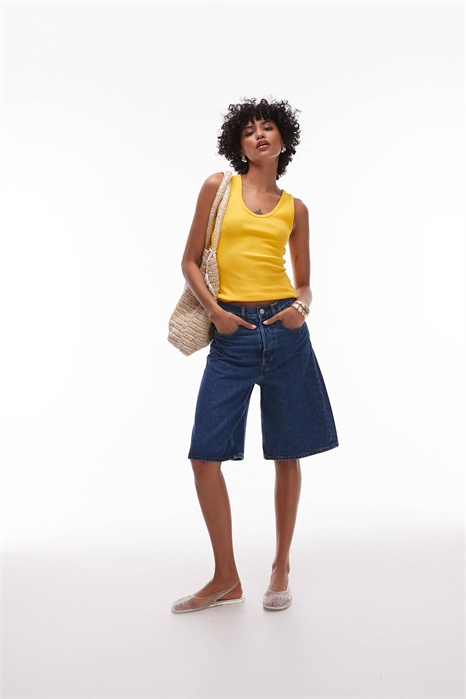 Шорты из джинсовой твиловой ткани свободного кроя с пятью карманами и средней посадкой артикул 144644441