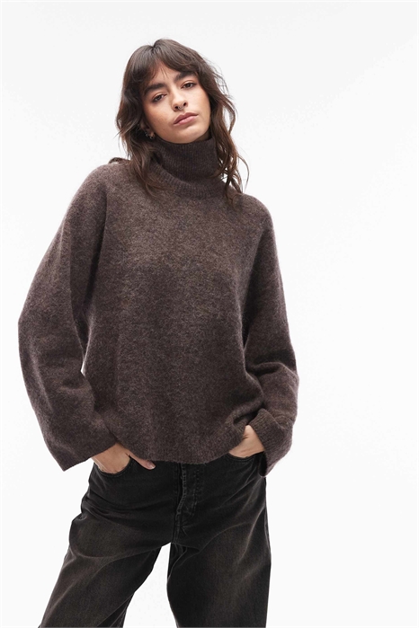 Свитер с высоким воротником из шерсти и альпаки артикул 152632109