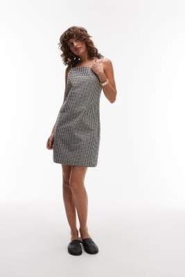 Мини-платье с квадратным вырезом из ткани с высоким содержанием хлопка артикул 147258708