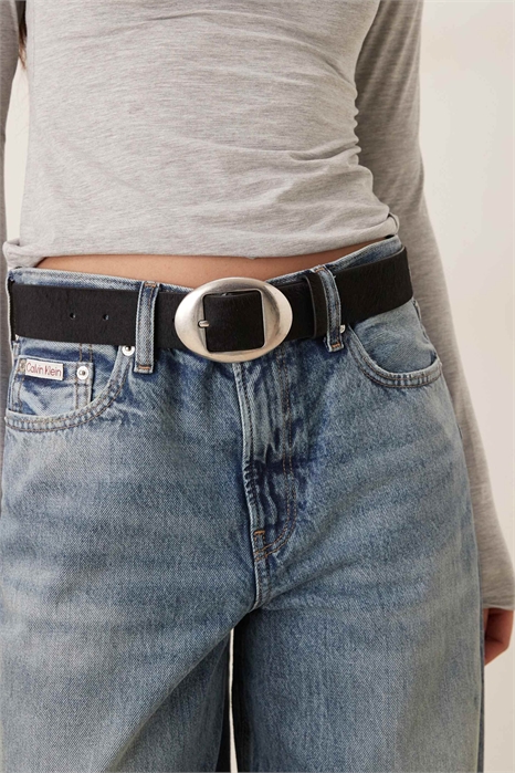 Ремень с овальной пряжкой из 100% кожи артикул 154312455