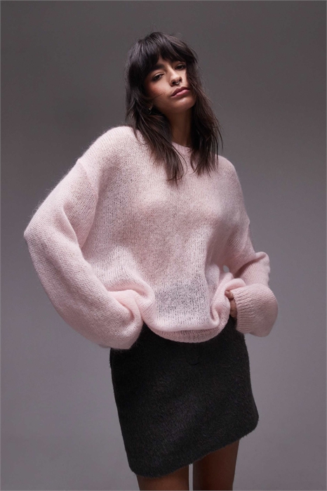 Свитер из тонкой вязки из смеси мохера и шерсти артикул 141380401