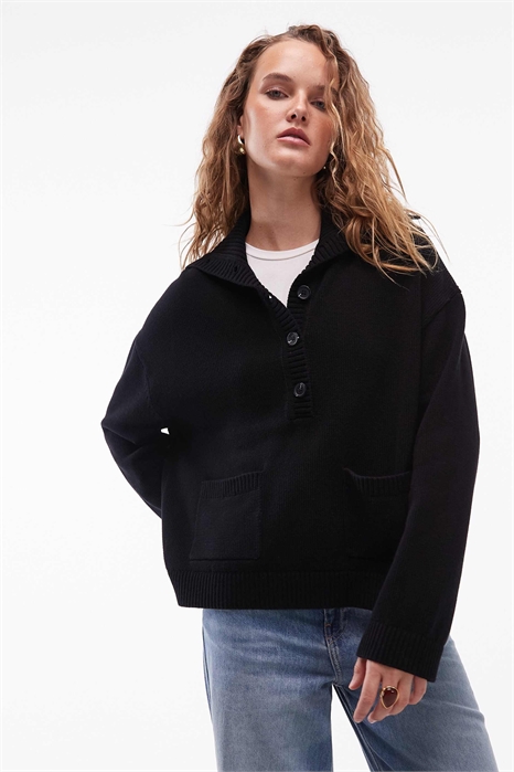 Кардиган с полузастежкой, широким воротником и накладными карманами артикул 149244981
