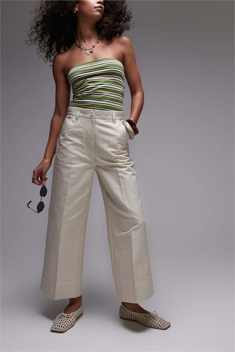 Широкие брюки из хлопка с заниженной талией артикул 143314410