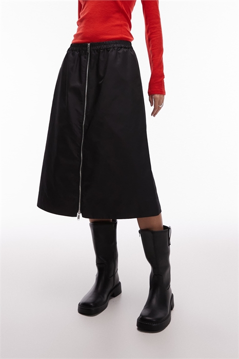 Юбка средней длины из нейлона на молнии артикул 150524151