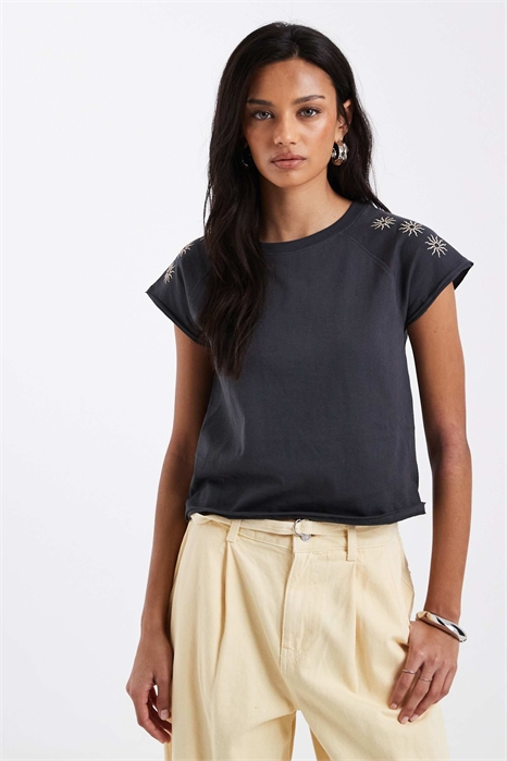 Детская футболка из 100% хлопка с вышивкой в виде солнышка артикул 155576166