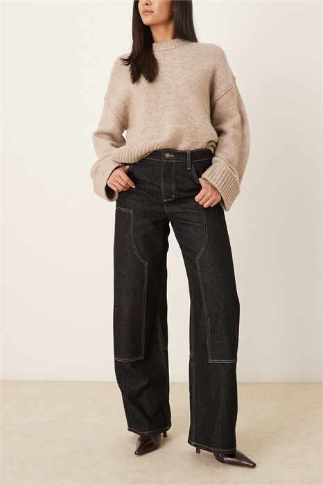 Джинсы Sandra из 100% хлопка с широкими брючинами и декоративными швами артикул 153488328