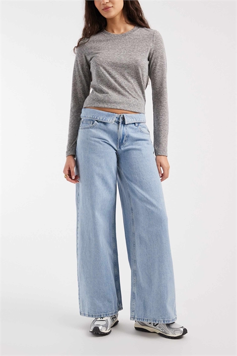 Джинсы для подростков с низкой посадкой, отворачиваемым краем и широкими брючинами артикул 154972458