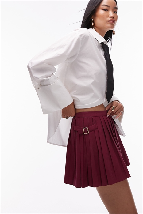 Мини-юбка с заутюженными складками и регулируемой талией артикул 150562892