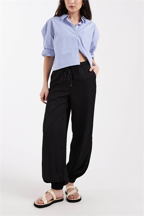 Джоггеры с атласными манжетами для подростков артикул 155443243