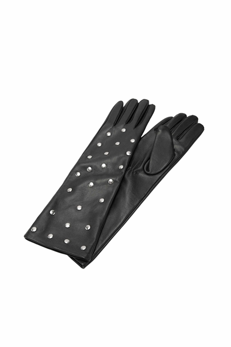 Длинные кожаные перчатки с заклепками артикул 153666152