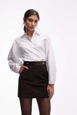 Мини-юбка из бархата с пуговицами артикул 153247712