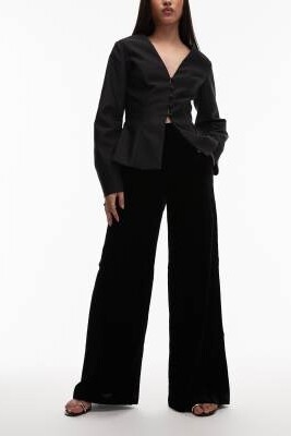 Бархатные брюки с широкими брючинами артикул 151749708