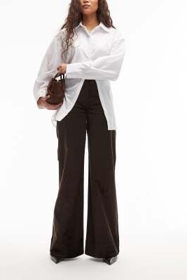 Широкие брюки из плотного хлопкового бархата артикул 153017739