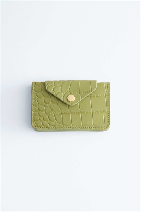 Кожаный держатель для карт с тиснением под кожу крокодила артикул 154340395