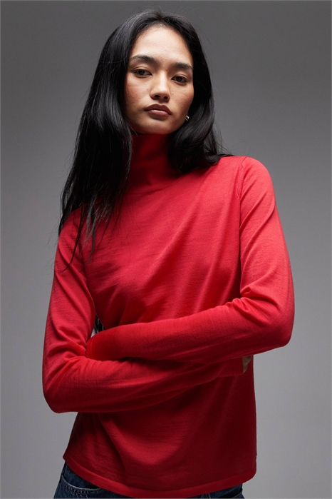 Свитер с высоким воротником из тонкой шерсти артикул 154340399