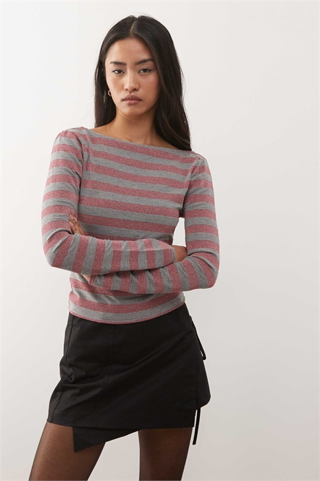 Топ с полосками и V-образным вырезом артикул 151704447