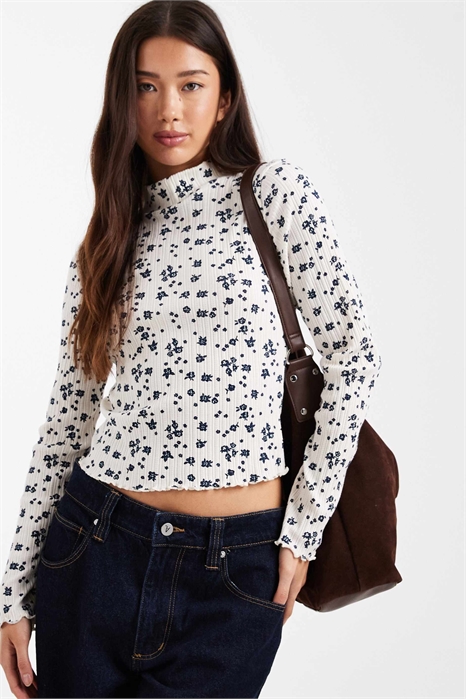 Топ с высоким воротником и ребристой отделкой артикул 149111301