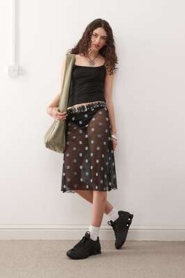 Прозрачная юбка из сетки в горошек артикул 147618953