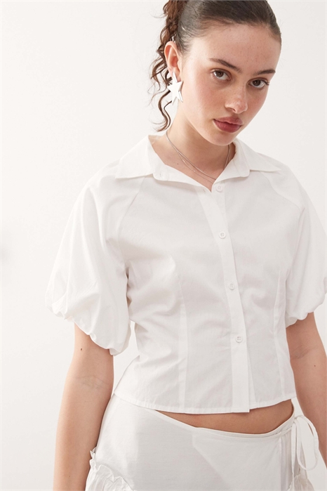 Рубашка с рукавами-буфетками и затяжкой co-ord артикул 140076584