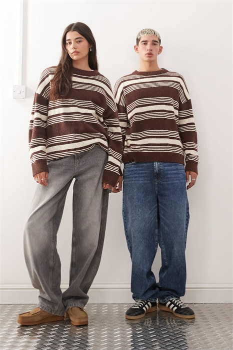 Свитер с полосками и круглым вырезом, унисекс артикул 143420715