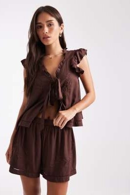 Комплект пижамных шорт с оборками артикул 148635868