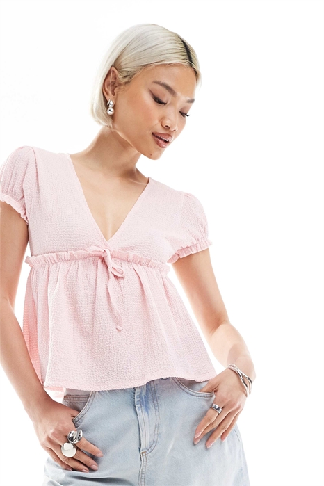 Топ-бабл-долл из джерси с гофрированной текстурой артикул 146782071