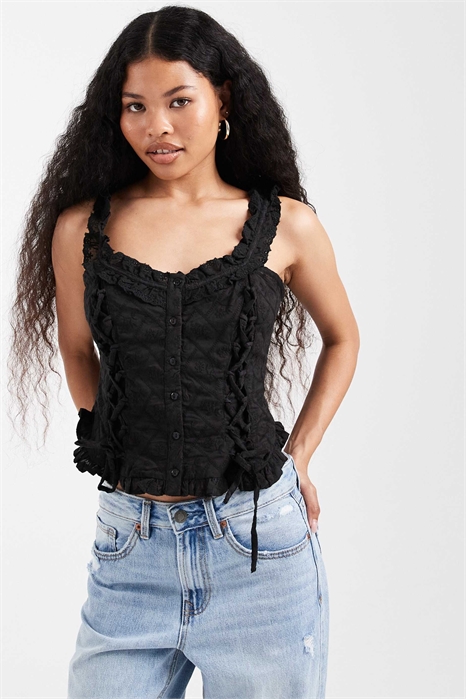 Топ-корсет из хлопка с вышивкой артикул 141496187