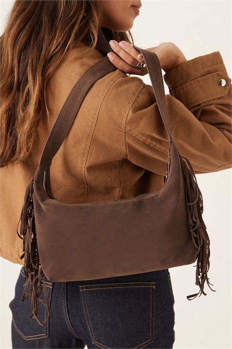 Сумка через плечо из искусственной замши с бахромой артикул 149078477