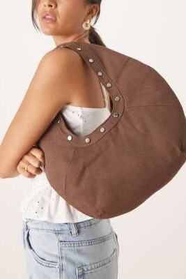 Хлопковая сумка свободного кроя с отделкой из заклепок артикул 149820533