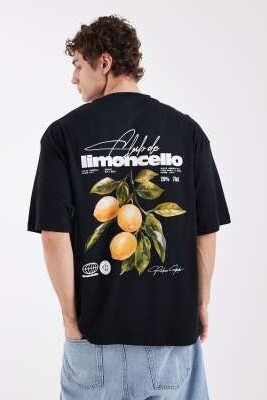 Футболка свободного кроя с рисунком в виде лимона артикул 156125918