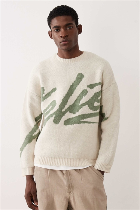 Объемный вязаный свитер с принтом «atelier» артикул 155681948