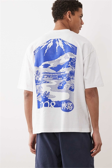 Футболка свободного кроя с изображением гор артикул 155831885