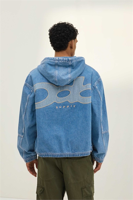 Джинсовая куртка с капюшоном артикул 155927422