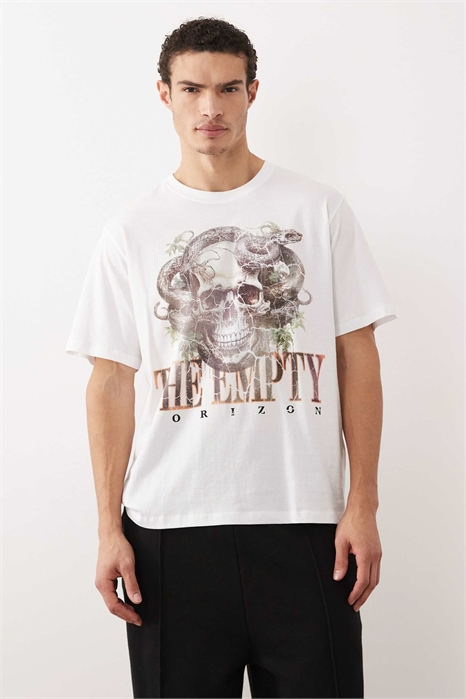 Футболка свободного кроя с принтом в виде черепа на спине в стиле мирового турне артикул 154767579