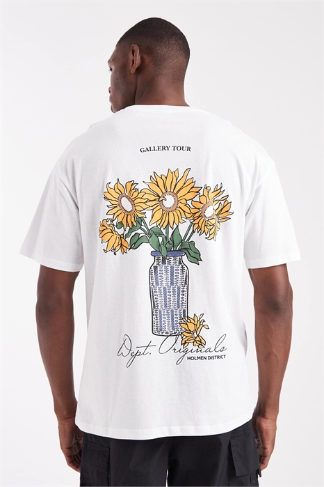 Футболка свободного кроя с цветочным принтом артикул 150599677