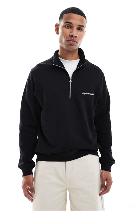 Свитшот с четвертью молнии и свободным кроем артикул 148849398